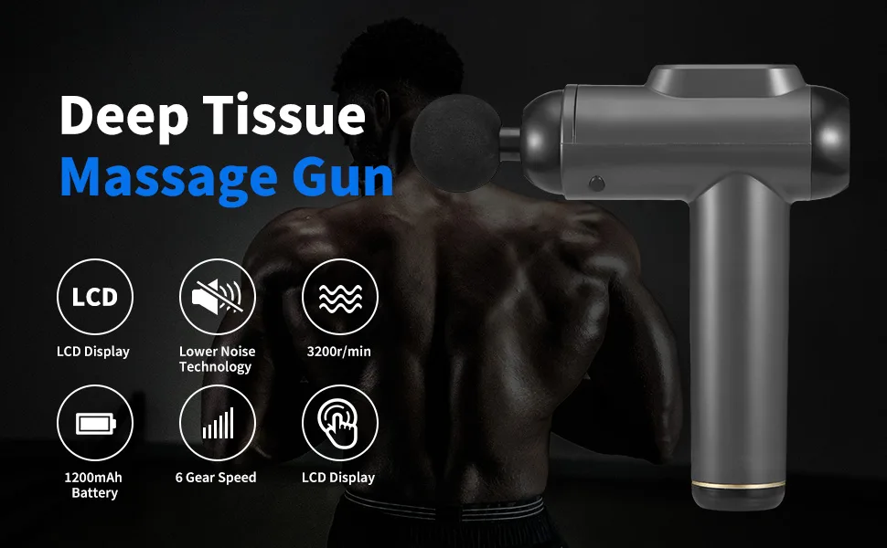 Massage gun muscle percussion electrical massage device with quiet hand massage devices massage pistol with 2 massage heads for shoulder body back relaxation - massagepistole