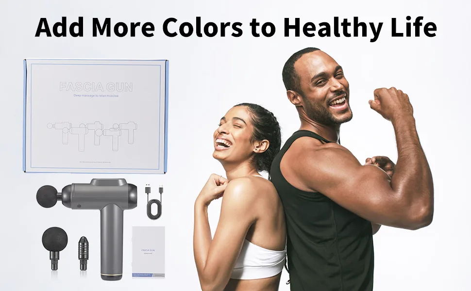 Massage gun muscle percussion electrical massage device with quiet hand massage devices massage pistol with 2 massage heads for shoulder body back relaxation - muskel massagegerät