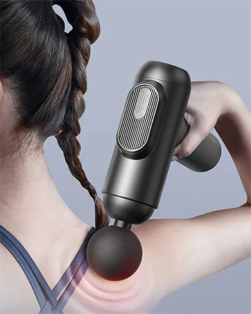 Massage gun muscle percussion electrical massage device with quiet hand massage devices massage pistol with 2 massage heads for shoulder body back relaxation - muskel massagegerät