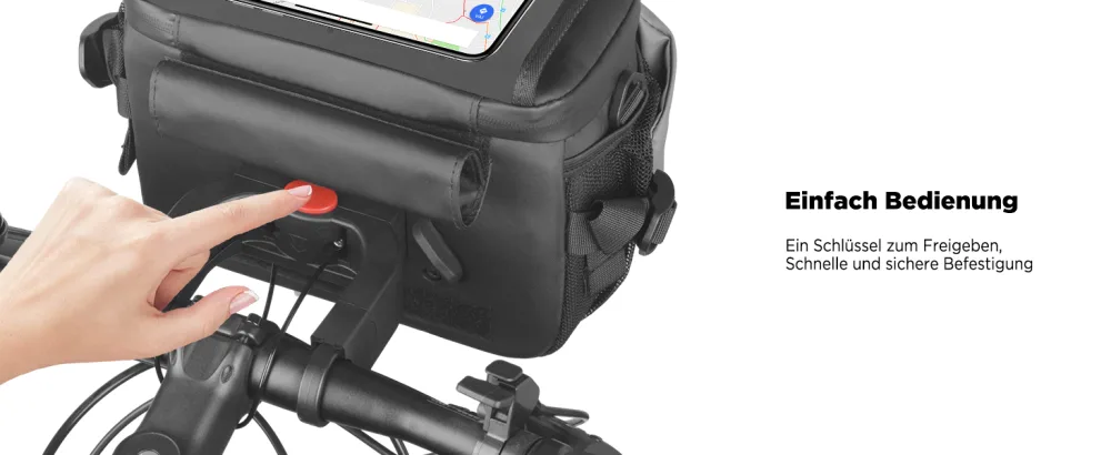 Lemego waterproof handlebar pocket bicycle with adapter for E bike and bicycle 4.5 l bicycle pocket front handlebar bicycle steering pocket cell phone holder with adjustable touchscreen and removable shoulder strap gray - lenkertasche