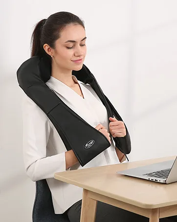 Shoulder neck massager back massage device with heat function 3D shiatsu kneading massage for very body muscle pain relief (gray) - Massagegerät