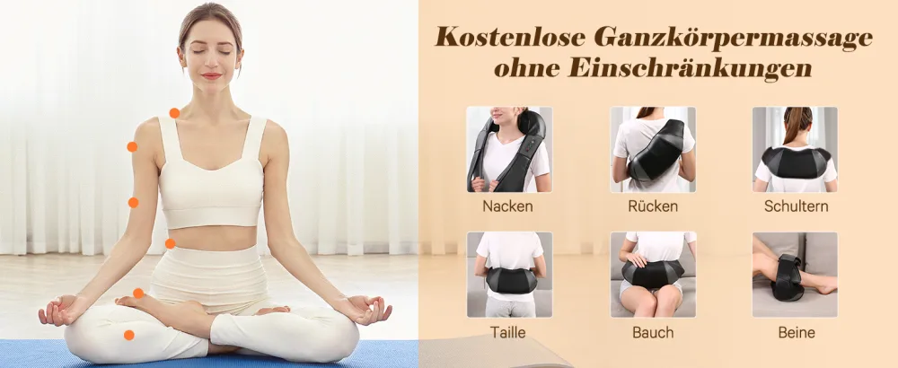 Shoulder neck massager back massage device with heat function 3D shiatsu kneading massage for very body muscle pain relief (gray) - Schulter Nacken Massagegerät