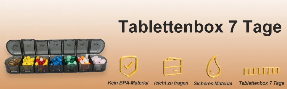 Tablet box 7 days pills 7 days 7 divisible compartments handy and moisture-resistant medication box for the hand or pocket to store medication black - tablettenbox 7 tage