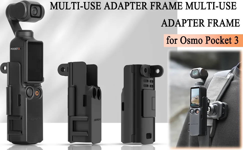 Honbobo Osmo Pocket 3 Accessories Compatible with DJI Osmo Pocket 3 Adapter Mount Pocket 3 Protection frame Compatible with DJI Pocket 3 Extension Adapter camera Adapter bracket - Pocket 3 adapter