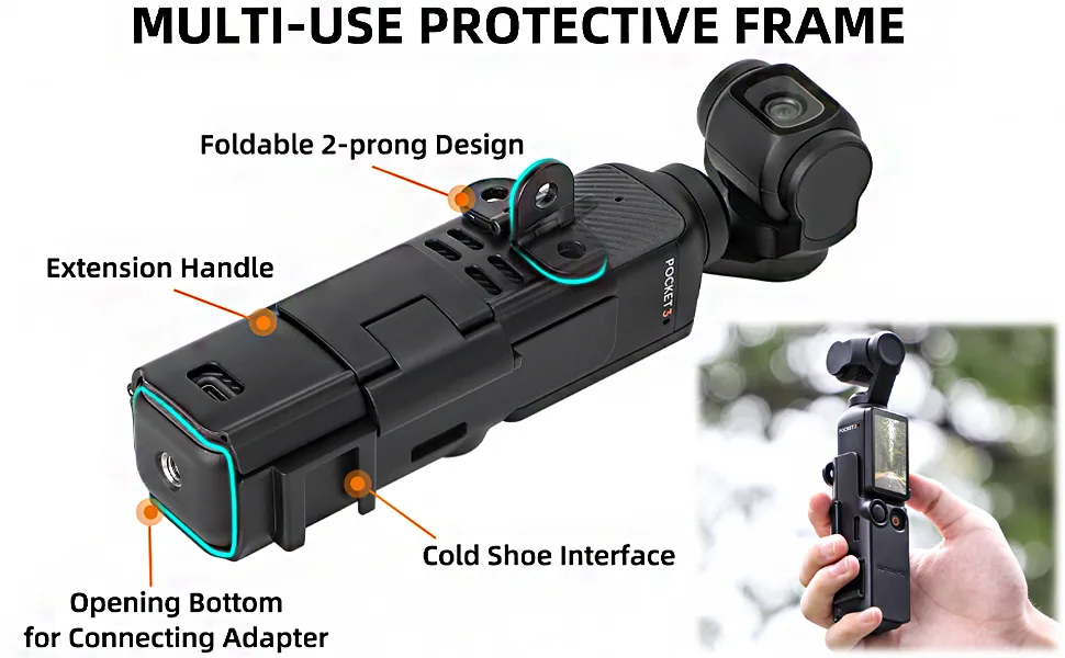 Honbobo Osmo Pocket 3 Accessories Compatible with DJI Osmo Pocket 3 Adapter Mount Pocket 3 Protection frame Compatible with DJI Pocket 3 Extension Adapter camera Adapter bracket - Pocket 3 adapter