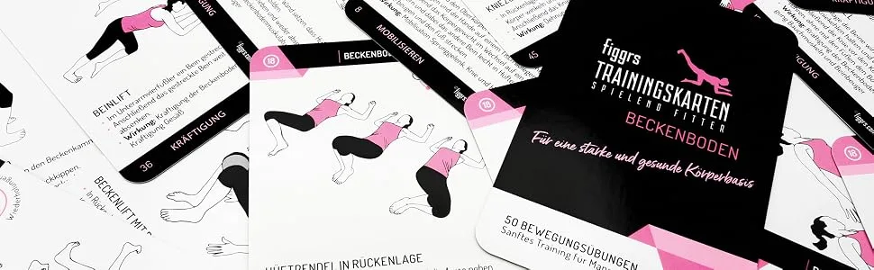 NEW: FIGGRS pelvic floor training - 57 training cards with 50 exercises for activation mobilization strengthening and stretching - suitable for women & men - figgrs Trainingskarten Beckenboden für eine gesunde Körperbasis