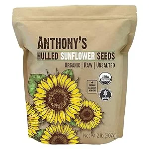 Anthony's Organic Hulled Sunflower Seeds 2 lb Raw Unsalted Batch Tested and Gluten Free Keto Friendly - product information 2