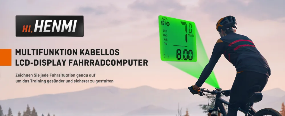 Henmi bicycle computer wireless 24 functions bicycle axis wireless IP54 waterproof bike wireless tachometer kilometer meter with HD LCD backlighting - fahrradcomputer bike computer fahrradcomputer kabellos fahrradcomputer kinder