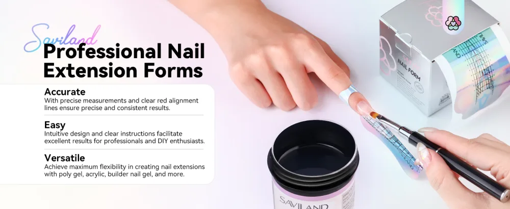 Saviland extra long nail template: professional stencil extension nail shape guide reflective modeling template self-adhesive for gel-nails acrylic nails artificial fingernail DIY manicure - nail extension forms