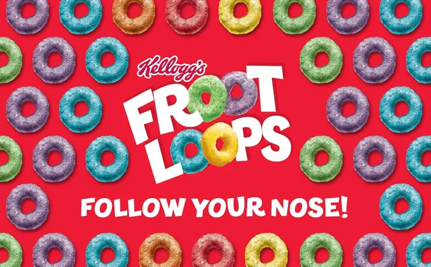 Kellogg’s Froot Loops Breakfast Cereal in a Cup Low Fat Bulk Size 12 Count (Pack of 2 9 oz Trays) - Froot Loops: Follow your nose!