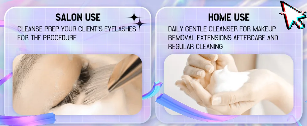 Eyelash extension shampoo & brush eyelash shampoo foaming cleaner for professional salons and home care washing for extensions and natural eyelashes 100ml - SF10