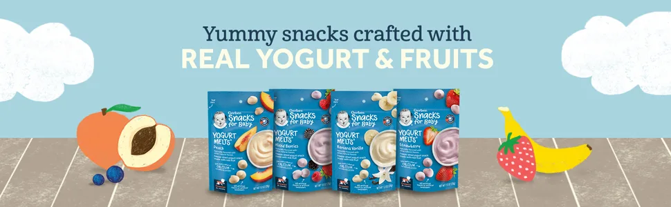 Gerber Up Age Yogurt Melts & Fruit & Veggie Melts Assorted Variety Pack 8 Count - Yummy snacks crafted with real yogurt & fruits