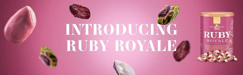Squirrel Brand Ruby Royale Premium Snack Mix 18 Ounces Ruby Cacao Dipped Almonds California Pistachios Sweetened Cranberries Ethically Sourced Ruby Cacao - Ruby Royale