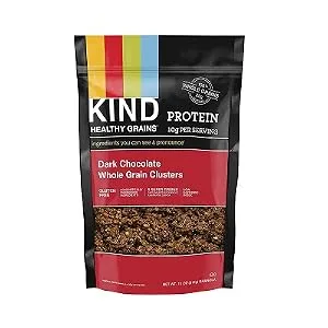 KIND Healthy Grains Clusters, Dark Chocolate Granola, 10g Protein, Gluten Free, Non GMO, 11 Ounce (Pack of 1) Dark Chocolate 11 Ounce (Pack of 1) - product information 1