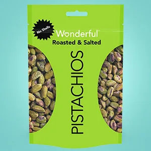 Wonderful Pistachios No Shells Roasted and Lightly Salted 6 Ounce Resealable Bag - no shell pistachios