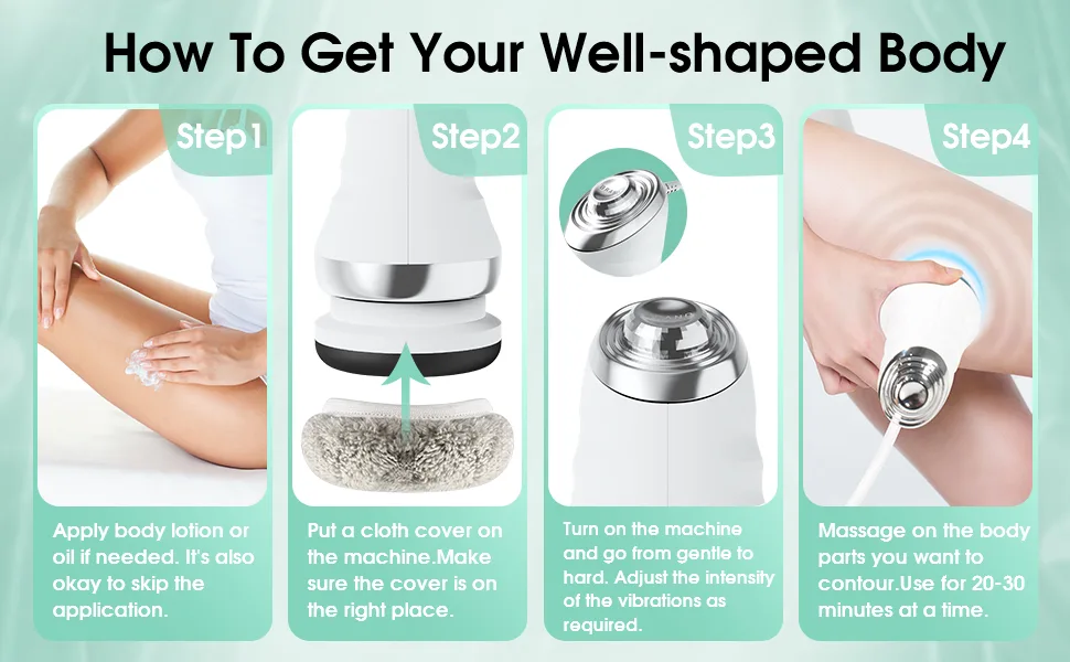 Cellulite massage device anti-cellulite hand massage lymph drainage device with 3 washable pads cellulite massage device electrical for belly/leg/arms - product information 4