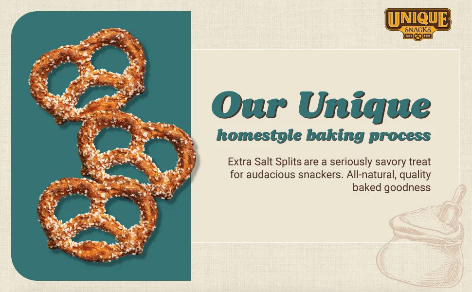 Unique Snacks Extra Salt Splits Pretzels Delicious Homestyle Baked Certified OU Kosher and Non-GMO No Artificial Flavor 11 Oz Bags (Pack of 3) - Unique Snacks Extra Salt Splits Pretzels, Delicious Homestyle Baked, Certified OU Kosher and Non-GMO