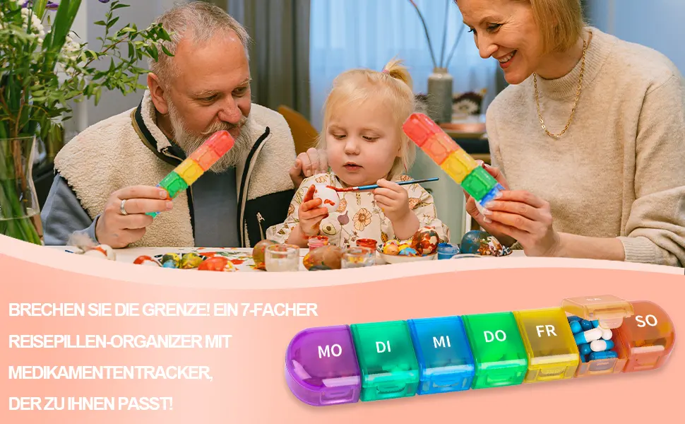 Tablet box 7 days 2 tablets pills 7 days 7 divisible compartments handy and moisture-resistant medication box for your hand or pocket to store medication rainbow & rainbow - tablettenbox 7 tage