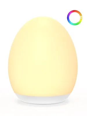 Synighty children baby still light Dimmable with 8 color change 1h timer memory function mountaineering hooks type C charging connection Silicone LED bedside lamp egg to breastfeed (white) a white - product information 17