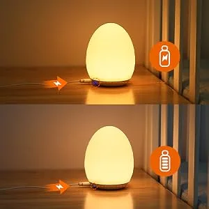 Synighty children baby still light Dimmable with 8 color change 1h timer memory function mountaineering hooks type C charging connection Silicone LED bedside lamp egg to breastfeed (white) a white - product information 20