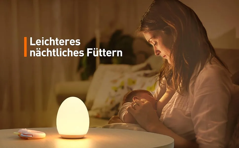 Synighty children baby still light Dimmable with 8 color change 1h timer memory function mountaineering hooks type C charging connection Silicone LED bedside lamp egg to breastfeed (white) a white - product information 22
