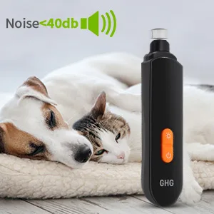 GHG Dog Nail Grinder Upgraded - Professional LED Lighting 3-Speed Rechargeable Pet Nail Trimmer with Clippers Quite Low Noise Paws Grooming and Smoothing for Small Medium Large Dogs and Cats - Low Noise Grinder