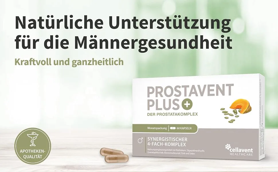 Prostavent Plus Prostate capsules plant complex of pumpkin seed saw palmetto nettle and pomegranate 60 pieces - prostavent-plus prostata-kapseln natürliche-prostata-tabletten kürbiskern granatapfel-kapseln