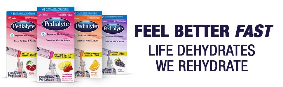 Pedialyte Electrolyte Powder Electrolyte Hydration Drink Cherry 0.6 Ounce 3.6 Ounce (Pack of 1) - Pedialyte Powder Feel Better Fast