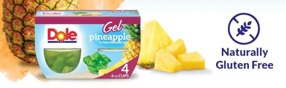 Dole Fruit Bowls Peaches in Strawberry Gel Gluten Free Healthy Snack 4.3 Oz 12 Total Cups - product information 3