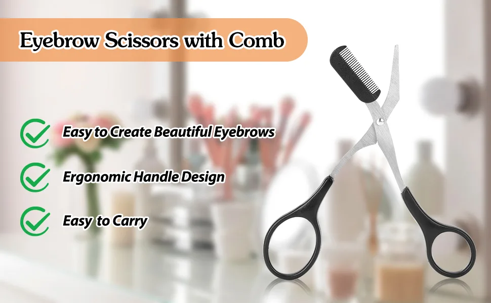 Eyebrow scissors trimmer scissors with comb for trimming eyebrows and eyelashes for women and men (black) - product information 9