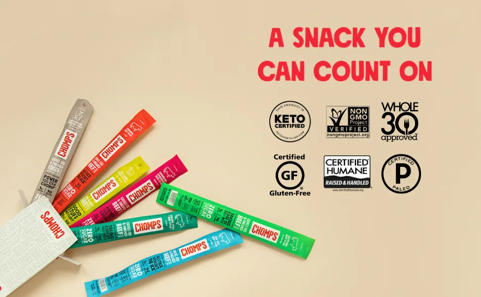 CHOMPS MINI Grass Fed Beef Jerky Meat Snack Sticks 0.5 Oz Italian Beef - chomps