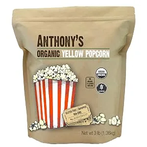 Anthony's Organic Yellow Popcorn Kernels 3 lb UnPopped Gluten Free Non GMO - product information 2