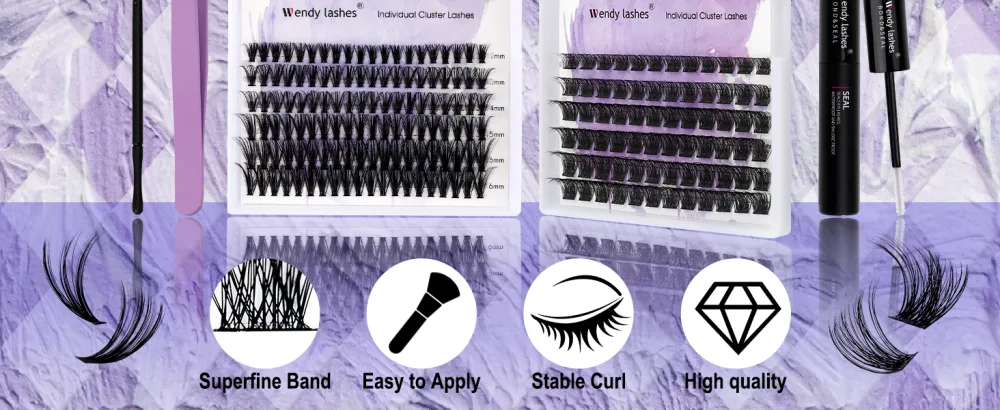 DIY eyelash extensions set cluster eyelashes DIY eyelash cluster set DIY lashes diy eyelash extensions lash bond and Seal kit- (12-16) mm kit-c3+c9-d curl - product information 20