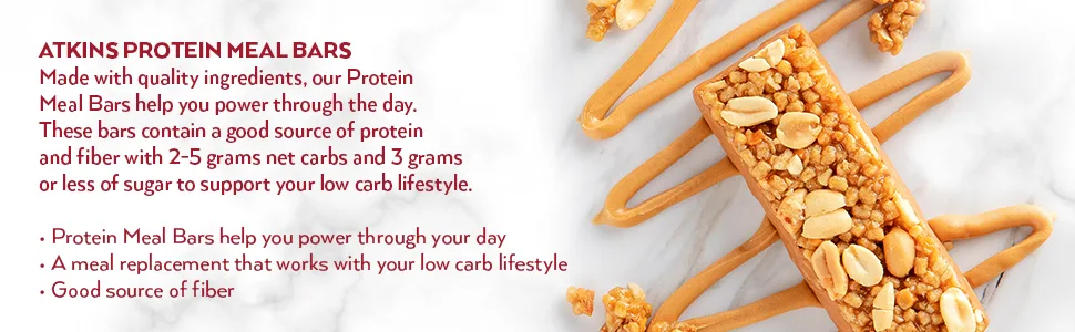 Atkins Peanut Butter Granola Protein Meal Bar. Crunchy and Creamy. Keto-Friendly. (5 Bars) - Atkins