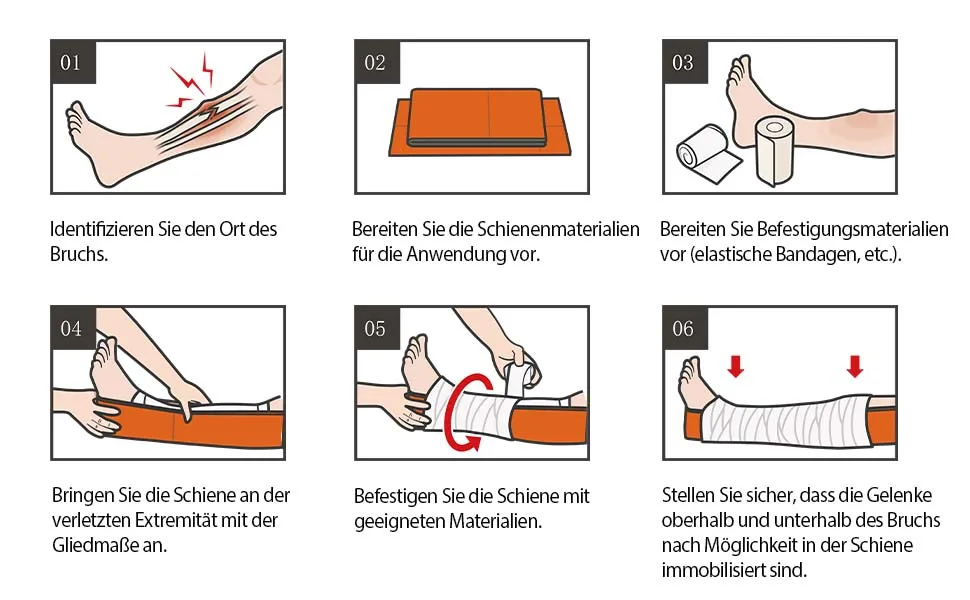 Rhino Rescue rail set reusable survival-combat-ear-help-medical tactical field 4 sizes of rails orange kit - splint