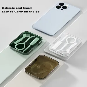 Lomso prostheses retainer cleaning set denture container with prosthesis brush portable prosthesis container for storing and soaking retainers travel retainer cleaning (green) - prothesengehäuse