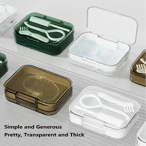 Lomso prostheses retainer cleaning set denture container with prosthesis brush portable prosthesis container for storing and soaking retainers travel retainer cleaning (green) - spangendose