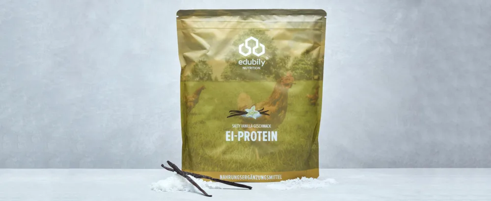 edubily nutrition egg white protein powder from free range Premium protein powder without milk 750 g (Salty Vanilla) - ei-protein beutel leicht wiederverschließbar mit klettverschluss