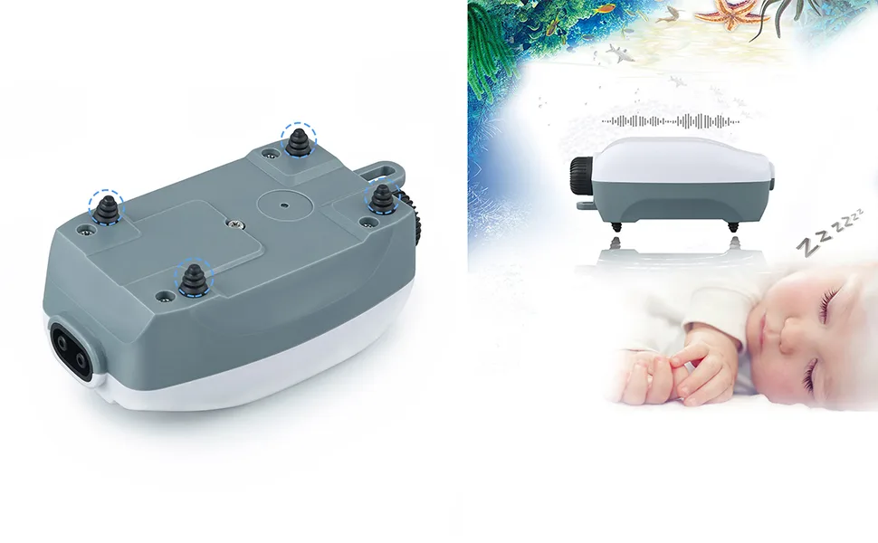 HITOP Dual Outlet Aquarium Air Pump Whisper Adjustable Fish Tank Aerator Quiet Oxygen Pump with Accessories for 20 to 100 Gallon (2 outlets) - Aquarium Air Pump
