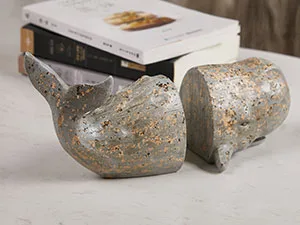 HAUCOZE Bookends Modern Sculpture Figures Pineapple Decor Statue Gift Living Room Art Polyresin Ornament Silver 26cm - product information 20