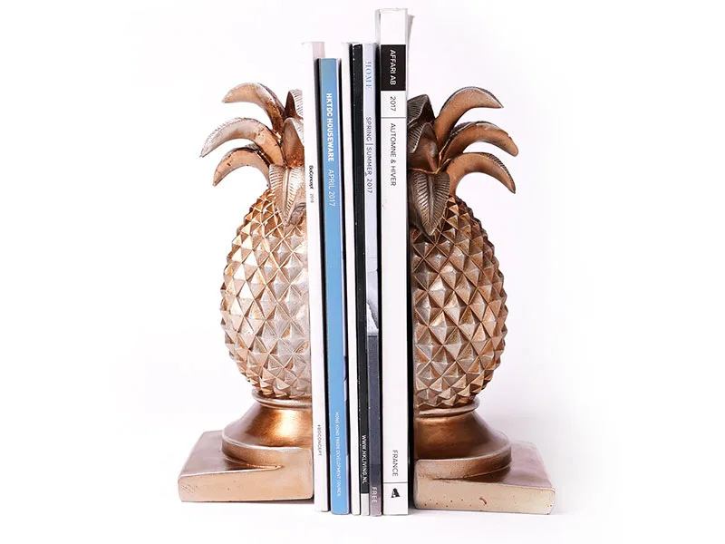HAUCOZE Bookends Modern Sculpture Figures Pineapple Decor Statue Gift Living Room Art Polyresin Ornament Silver 26cm - product information 23
