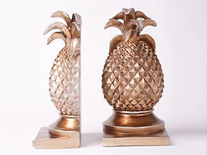 HAUCOZE Bookends Modern Sculpture Figures Pineapple Decor Statue Gift Living Room Art Polyresin Ornament Silver 26cm - product information 24