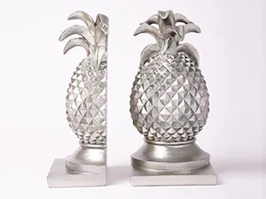HAUCOZE Bookends Modern Sculpture Figures Pineapple Decor Statue Gift Living Room Art Polyresin Ornament Silver 26cm - product information 26