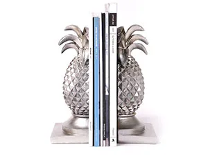 HAUCOZE Bookends Modern Sculpture Figures Pineapple Decor Statue Gift Living Room Art Polyresin Ornament Silver 26cm - product information 27