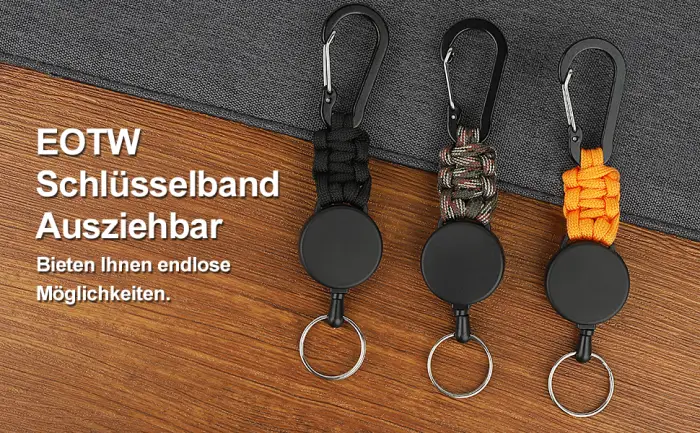 EOTW Extendable Key Ring Extendable Lanyard Personalized with 60cm Extendable Steel Cable Black+olive+orange - ?????A+1