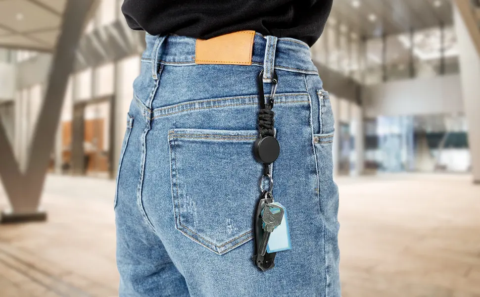 EOTW Extendable Key Ring Extendable Lanyard Personalized with 60cm Extendable Steel Cable Black+olive+orange - ?????A+5