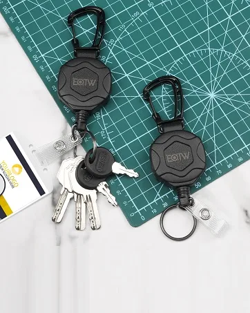 EOTW Extendable Key Ring Extendable Lanyard Personalized with 60cm Extendable Steel Cable Black+olive+orange - product information 3