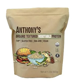 Anthony's Organic Textured Vegetable Protein TVP 1.5 Pound Gluten Free Vegan Made in USA Unflavored - product information 2