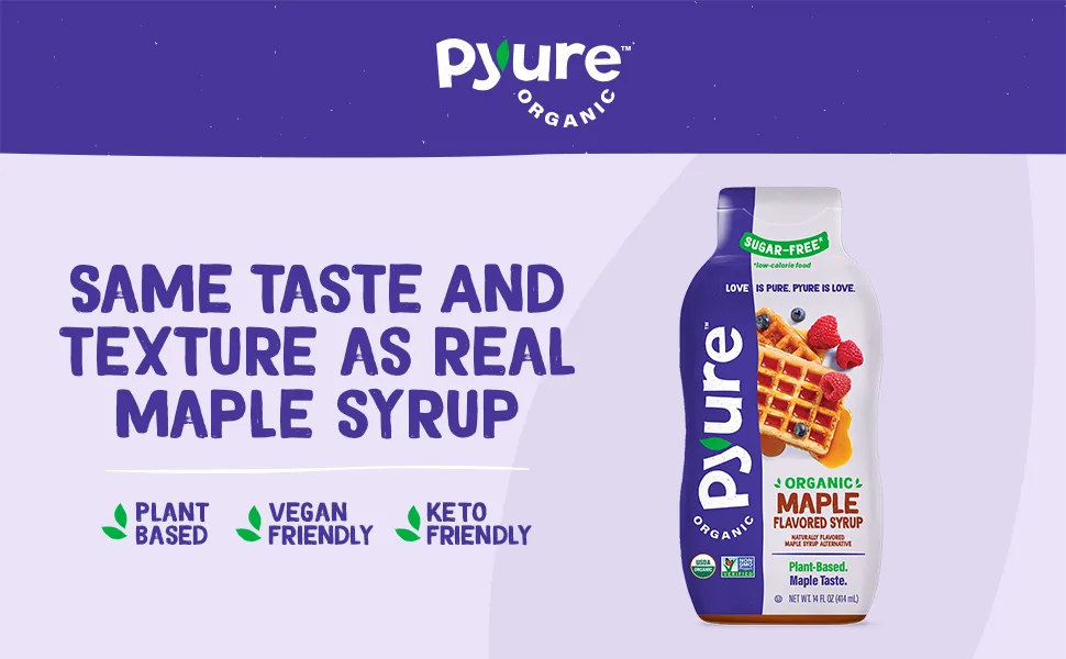 Organic Maple Syrup Alternative by Pyure  Sugar-Free Keto Low Carb  14 Fluid Ounce - Pyure Organic Maple Flavored Syrup. Same taste and texture as real maple syrup.
