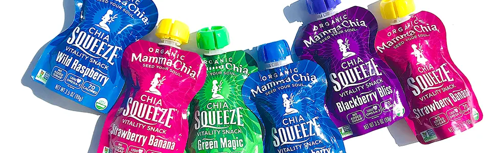 Mamma Chia Organic Vitality Squeeze Snack Strawberry Banana 8 Count (Pack of 2) - product information 1